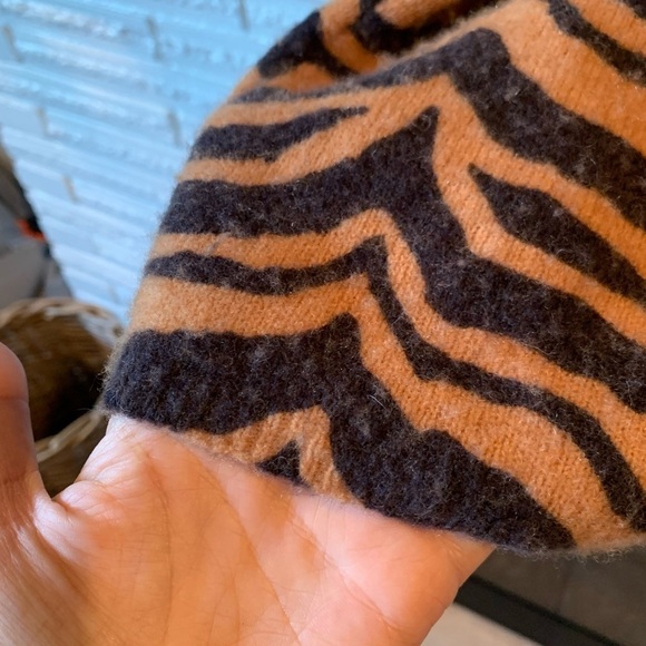 RAILS Eleanor Chestnut Tiger Stripe V-Neck Wool & Cashmere Sweater Size XS - Picture 4 of 6